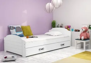 Expedo Kinderbett DOUGY 2 + Matratze + Lattenrost - KOSTENLOS, 90x200, weiß, weiß