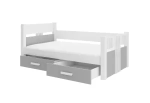 Expedo Kinderbett BIMA + Matratze, 90x200, weiß/grau