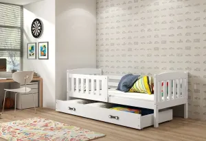 Expedo Kinderbett FLORENT + Stauraum + Matratze + Lattenrost - KOSTENLOS, 90x200, weiß, weiß