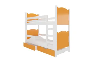 Expedo Kinder-Etagenbett BALADA, 180x75, Weiß/orange