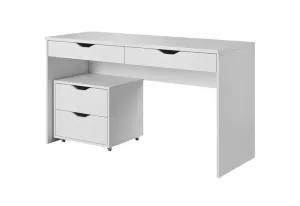 Expedo Schreibtisch MANY mit Container, 138,2x76x50,4, weiß