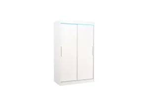 Expedo Schiebetürenschrank FAREN, 120x200x58, weiß + LED Beleuchtung