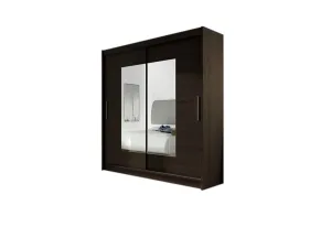 Expedo Kleiderschrank mit Schiebetüren CARLA VII mit Spiegel, 180x215x57, schokoladenfarbig #1585888