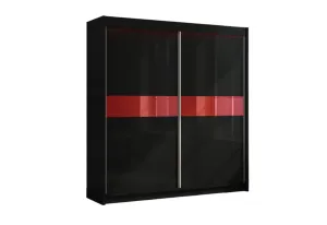 Expedo Schiebetürenschrank ALEXA, schwarz/Rotglas, 200x216x61