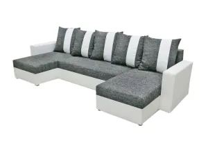 Expedo Sofa mit Schlaffunktion in U-Form GRASSA, 303x140, Kornet 02/Dolaro 511 weiß