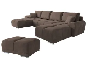 Expedo Sofa mit Schlaffunktion in U-Form mit Hocker BEGIMIR, 365x85x183, monolith 15