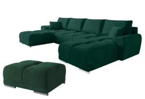 Expedo Sofa mit Schlaffunktion in U-Form mit Hocker BEGIMIR, 365x85x183, monolith 37