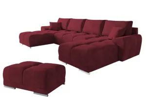 Expedo Sofa mit Schlaffunktion in U-Form mit Hocker BEGIMIR, 365x85x183, monolith 59
