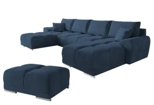 Expedo Sofa mit Schlaffunktion in U-Form mit Hocker BEGIMIR, 365x85x183, monolith 77