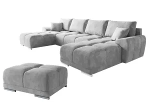 Expedo Sofa mit Schlaffunktion in U-Form mit Hocker BEGIMIR, 365x85x183, monolith 84