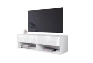 Expedo TV-Schrank MENDES A 100, 100x30x32, weiß/weiß Glanz, mit LED-Beleuchtung #1584058