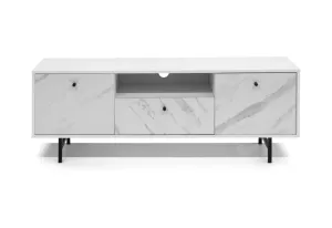 Expedo TV-Tisch NEROLI, 150x54x41, weiß/weißer Marmor