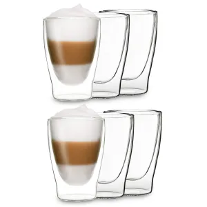 Feelino DUOS doppelwandiges Glas | Thermoglas | 310 ml | Trinkglas | Espressoglas,  Teeglas, Shotglas | für heiße und kalte Getränke | Borosilikatglas| hitze- und  kältebeständig | handgemacht | spülmaschinenfest | Schwebe-Effekt #274744