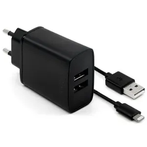 FIXED Smart Rapid Charge 15W mit 2xUSB Ausgang und USB/Lightning Kabel 1m schwarz