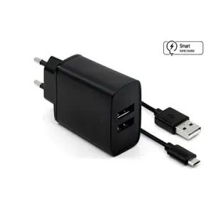 FIXED Smart Rapid Charge 15W mit 2xUSB Ausgang und USB/micro USB Kabel 1m schwarz