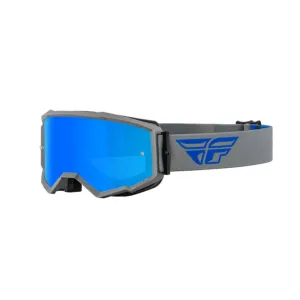 FLY Racing Zone Goggle Grey Blue W Sky Blue Mirror Smoke Lens Größe