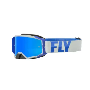 FLY Racing Zone Pro Goggle Grey Blue W Sky Blue Mirror Smoke Lens Größe