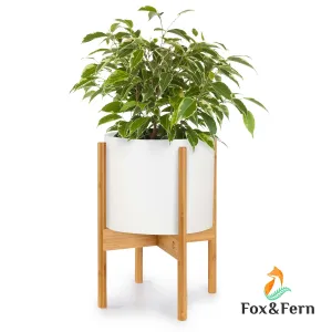 Fox & Fern by blumfeldt Gendt + Zeist Pflanztopf & Ständer Set Größe S Faserstein Bambus