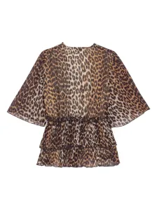 GANNI - Leopard Print V-necked Blouse