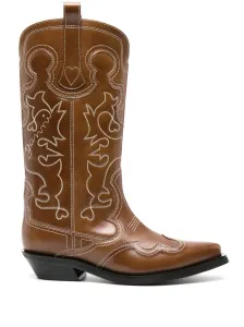 GANNI - Leather Western Boots