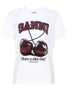 GANNI - Cherry Print Cotton T-shirt