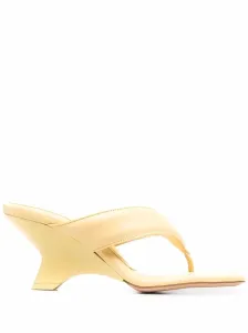 GIA COUTURE - Leather Puffy Thong Heel Mules #208596