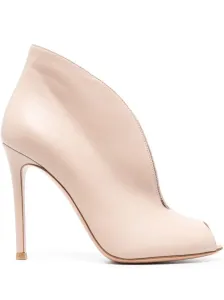 GIANVITO ROSSI - Open Toe Leather Heel Ankle Boots