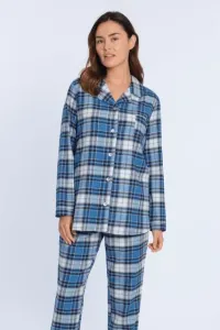 Damenpyjama aus Flanell SARA Blau / Blue XL