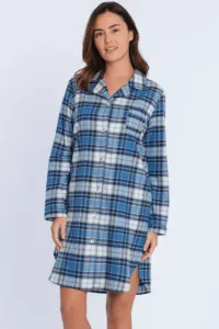 Damennachthemd aus Flanell DEBBIE Blau / Blue XL #929458