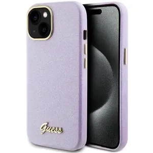 Guess PU Glitter Full Wrapped Back Cover für iPhone 15 Lila