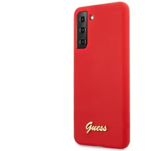 Guess Silicone Metal Logo Script Backcover für Samsung Galaxy S21+ - rot