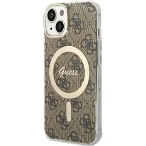 Guess 4G IML MagSafe kompatibles Back Cover für iPhone 14 Brown #1217858