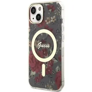 Guess PC/TPU Flowers IML MagSafe kompatibles Back Cover für iPhone 13 Kaki