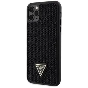 Guess Rhinestones Triangle Metal Logo Cover für iPhone 11 Pro Max Black