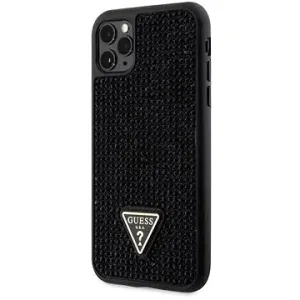 Guess Rhinestones Triangle Metal Logo Cover für iPhone 11 Pro  Black