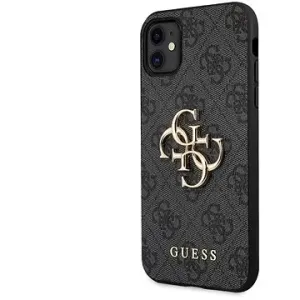 Guess PU 4G Metall Logo Back Cover für Apple iPhone 11 Grey