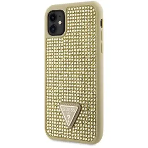 Guess Rhinestones Triangle Metal Logo Cover für iPhone 11 Gold