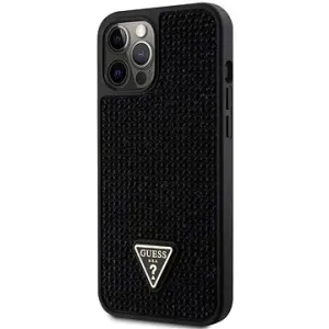 Guess Rhinestones Triangle Metal Logo Cover für iPhone 12 Pro Max Black