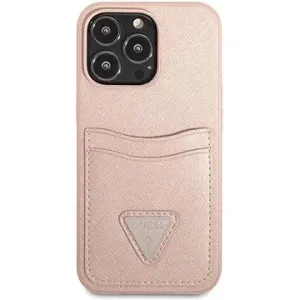 Guess 4G Saffiano Double Card Cover für Apple iPhone 13 Pro Max Pink