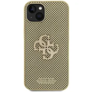 Guess PU Perforated 4G Glitter Metal Logo Back Cover für iPhone 13 Gold