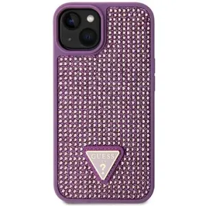 Guess Rhinestones Triangle Metal Logo Handyhülle für iPhone 13 Purple