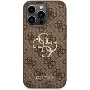 Guess PU 4G Metal Logo Back Cover für iPhone 14 Pro Brown