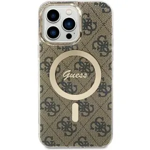 Guess IML 4G MagSafe Back Cover für iPhone 15 Pro Max Braun