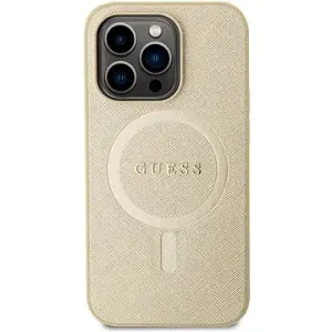Guess PU Saffiano MagSafe Back Cover für iPhone 15 Pro Max beige