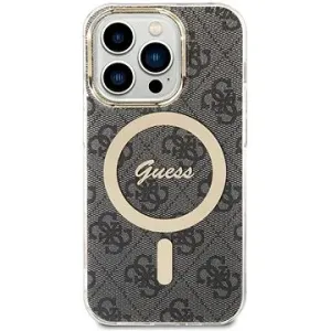 Guess IML 4G MagSafe Back Cover für iPhone 15 Pro Schwarz