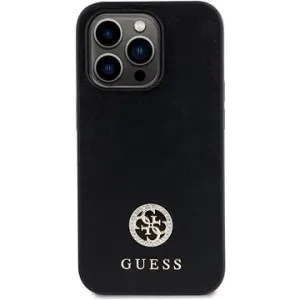 Guess PU 4G Strass Metal Logo Back Cover für iPhone 15 Pro Schwarz
