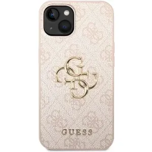 Guess PU 4G Metal Logo Back Cover für iPhone 15 Rosa