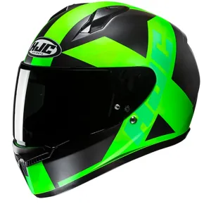 HJC C10 Tez Black Green Full Face Helmet Größe S