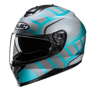 HJC C70N Holt Grey Blue Full Face Helmet Größe S