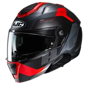 HJC i91 Carst Black Red Modular Helmet Größe 2XL